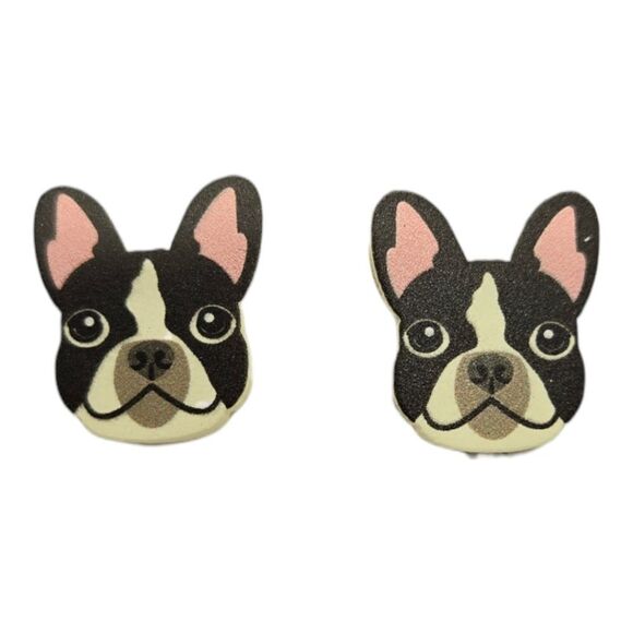 🐶 Frenchie French Bulldog Earrings Dog Mom Pierced Ears Pet Owner Studs Jewelry - Picture 10 of 10